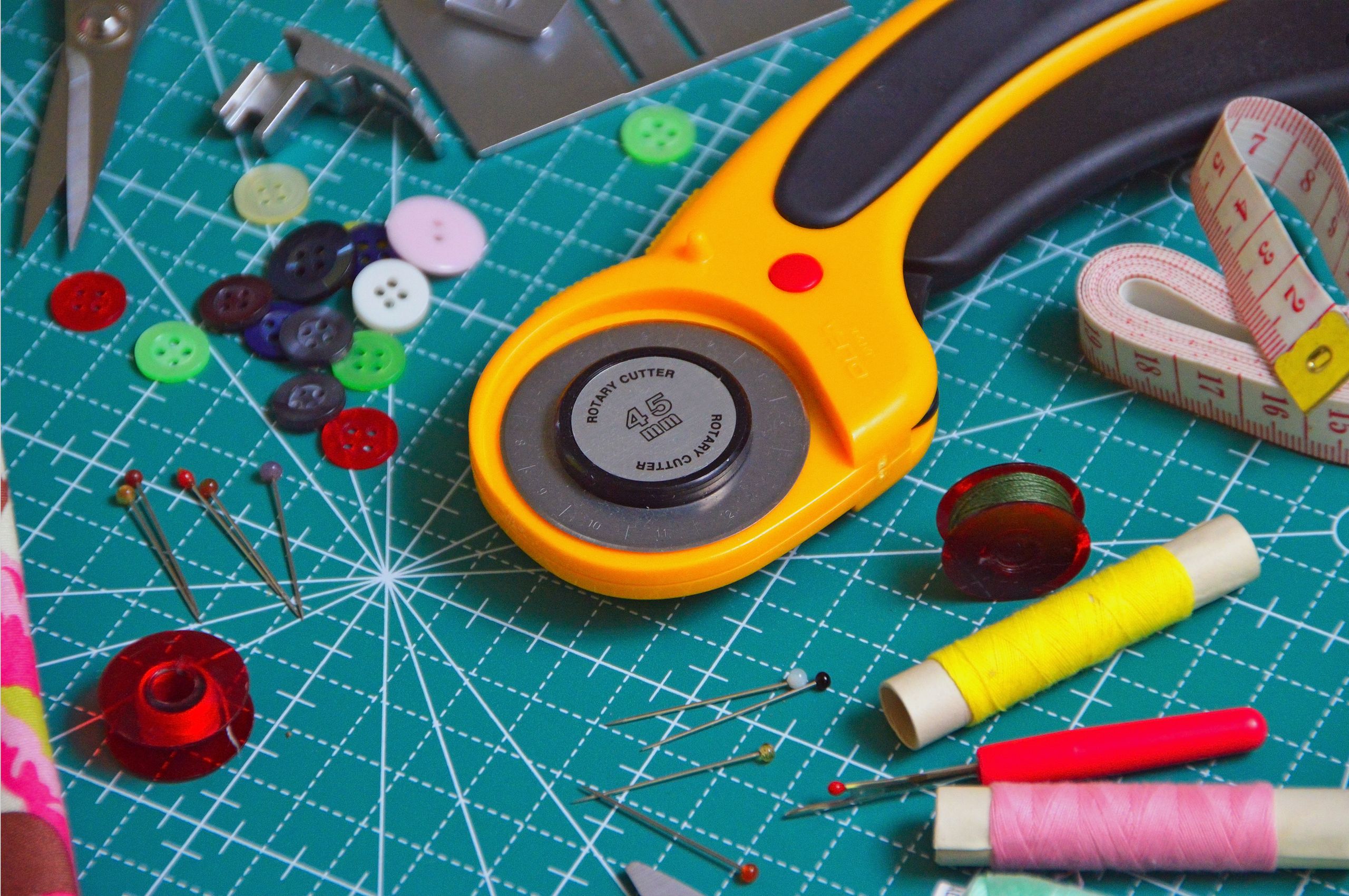 Tailoring tools on a work table